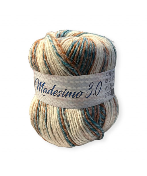 Gomitolo lana Madesimno 3.0 Silke 150g mix marrone/blu n°57