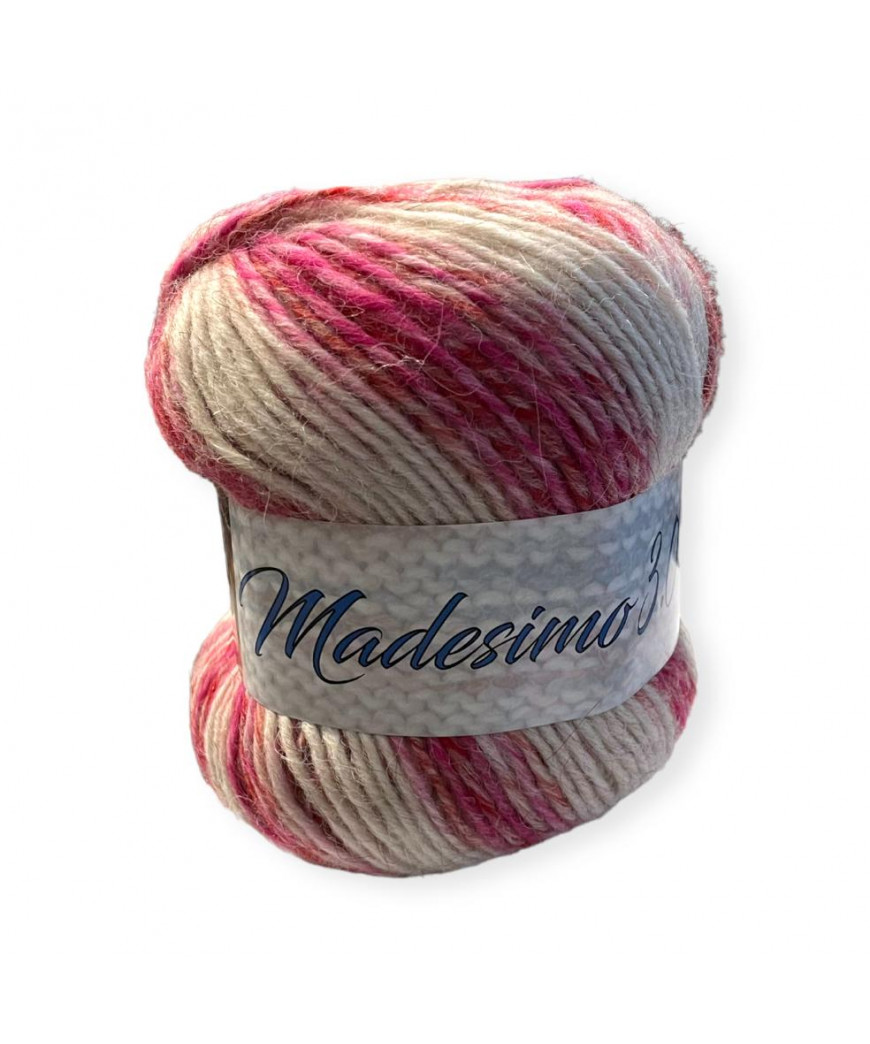 Gomitolo lana Madesimno 3.0 Silke 150g mix bianco/rosa n°58