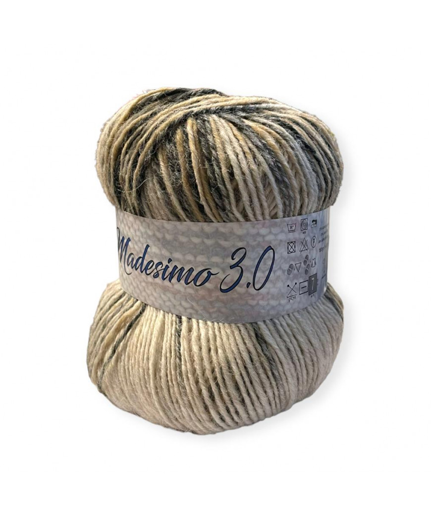 Gomitolo lana Madesimno 3.0 Silke 150g mix avorio/grigio n°59