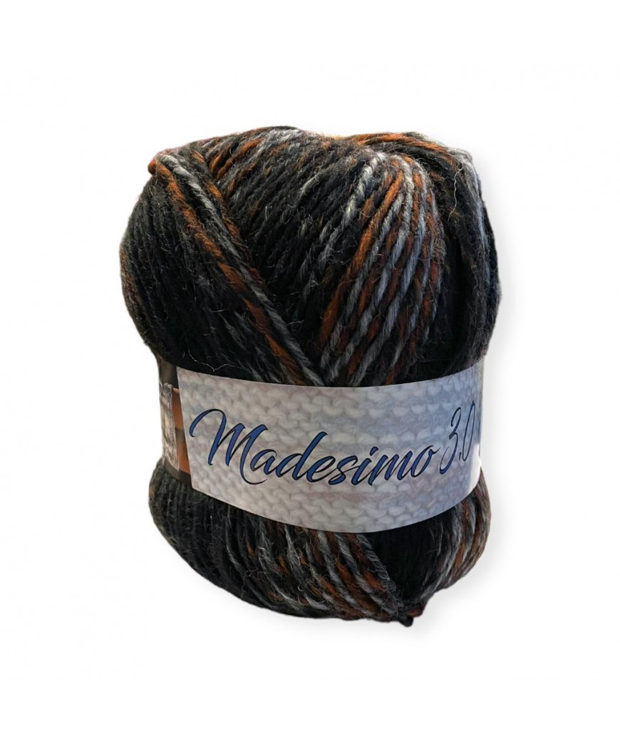 Gomitolo lana Madesimno 3.0 Silke 150g mix nero/grigio/marrone n°63