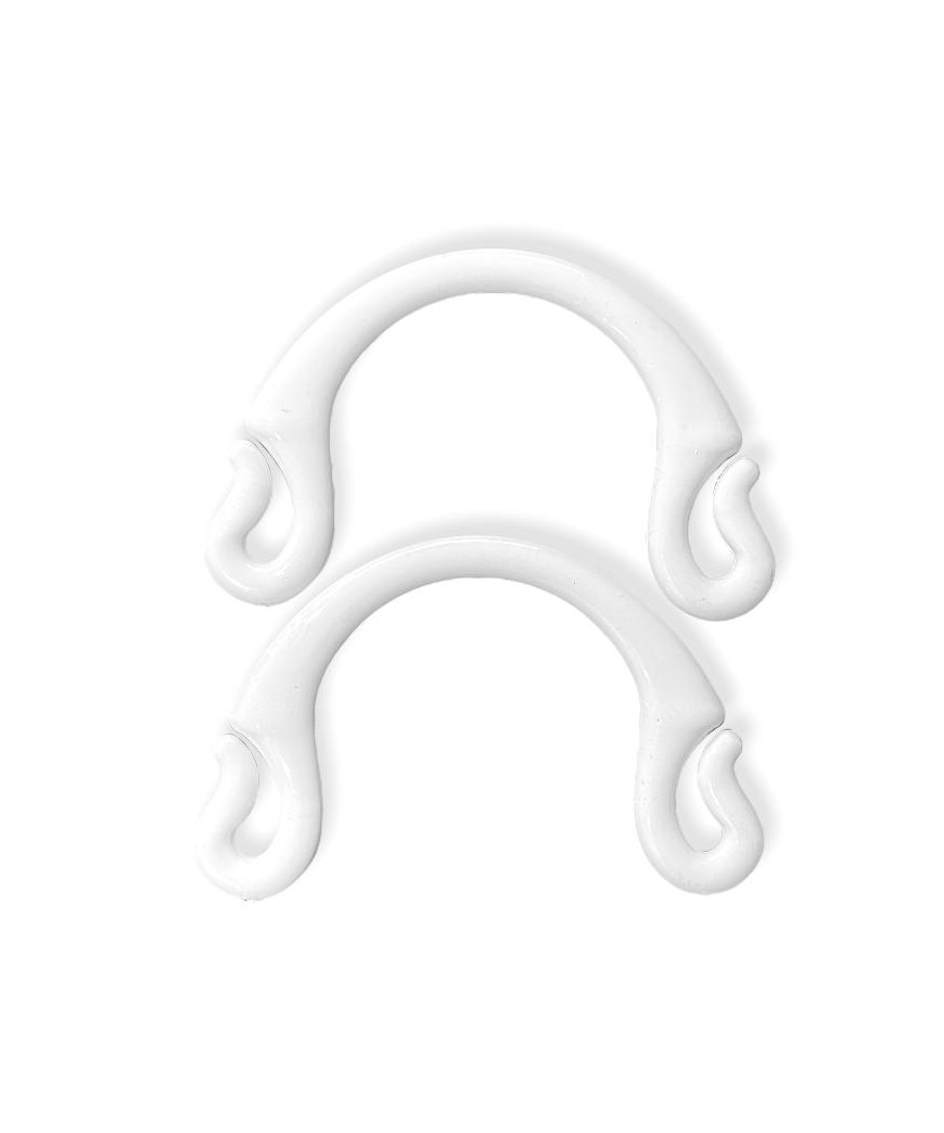 Coppia Manici Pipoca Mezzaluna in PVC con Asola Colore Bianco cm 19x15ca