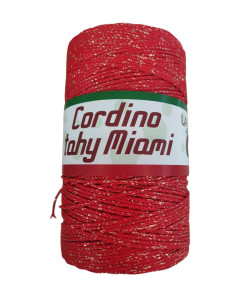 Cordino per Intreccio e Borse Tahiti Miami Colore Rosso Lurex Oro