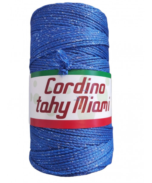 Cordino per Intreccio e Borse Tahiti Miami Colore Bluette Lurex Argento