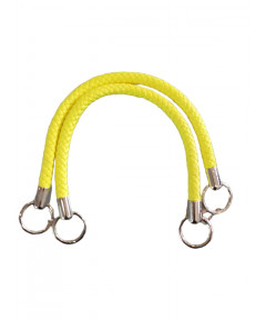 Coppia Manici in Ecopelle Intrecciati Colore Giallo Limone 55 con Moschettone Argento Sganciabile cm 40