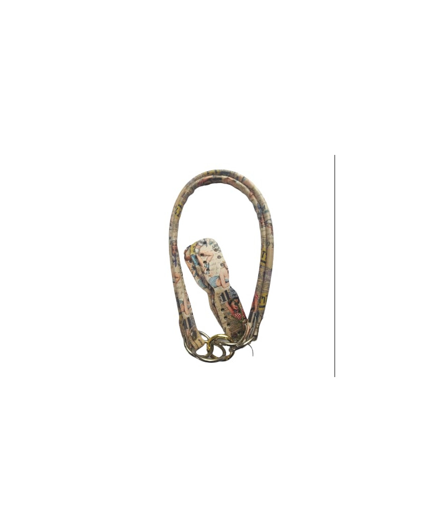 Coppia Manici Per Borse In Ecopelle Bombato Colore Beige Stampa Lolly Pop cm 55 anello argento