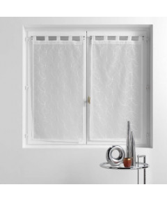 Coppia Pannello Tendine Con Passante a Torretta Misura 60x160cm Bianco Ricamo Tortora