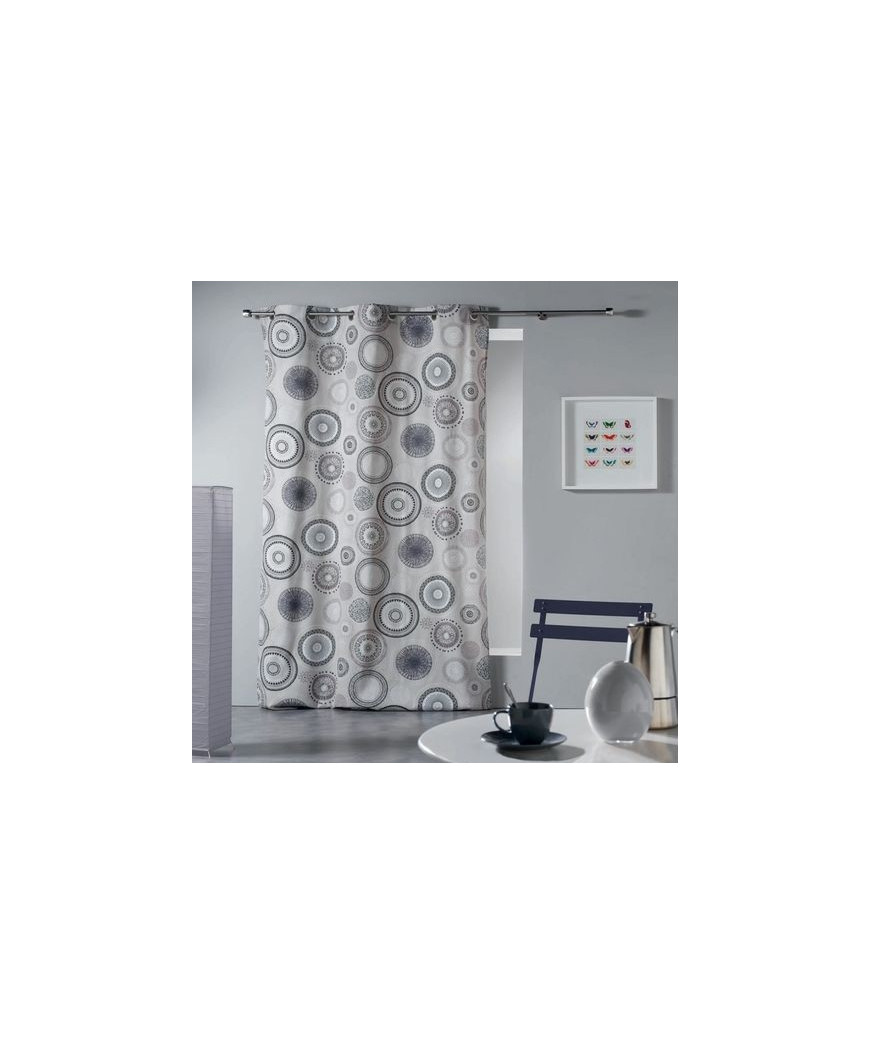 Tenda Con Anelli Cm.140 X 240 Fantasia Cerchi Mix Color Base Beige