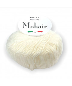 Filato lana Mohair 50g-175mt Colore  Bianco Lana n°12 Ferri Consigliati n°2,5-3