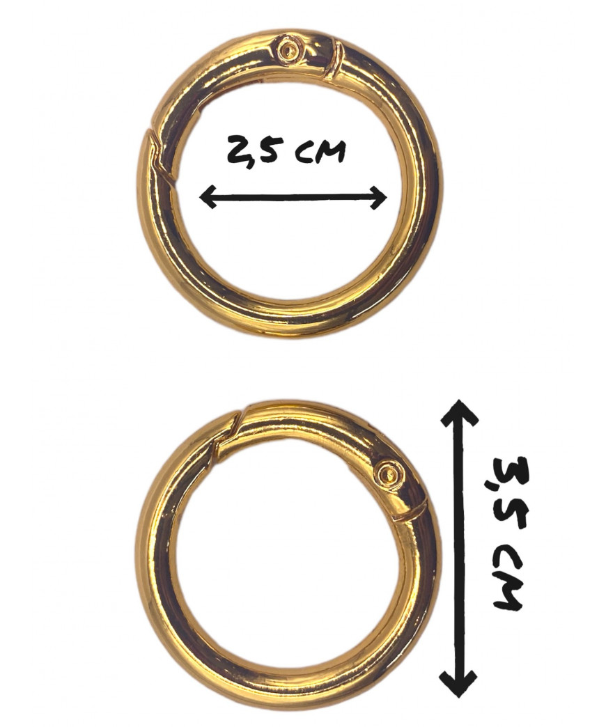 Coppia Anello Moschettone Ideale Per borse e Acessori Colore Oro cm 2,5 Interno cm 3,5 esterno