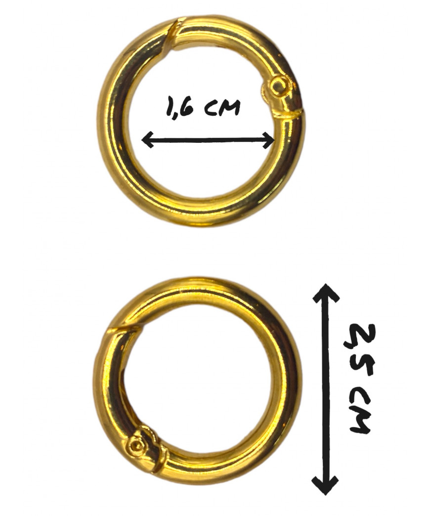 Coppia Anello Moschettone Ideale Per borse e Acessori Colore Oro cm 1,6 Interno cm 2,5 esterno