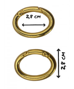 Coppia Anello Moschettone Ovale Ideale Per borse e Acessori Colore Oro cm 2,8 Interno cm  2,8 esterno