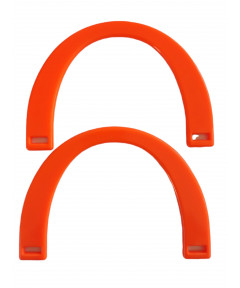 Coppia Manici Per Borse In PVC Mezzaluna Colore Arancio Fluo Cm 17x12 ca