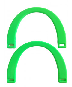 Coppia Manici Per Borse In PVC Mezzaluna Colore Verde Fluo Cm 17x12 ca