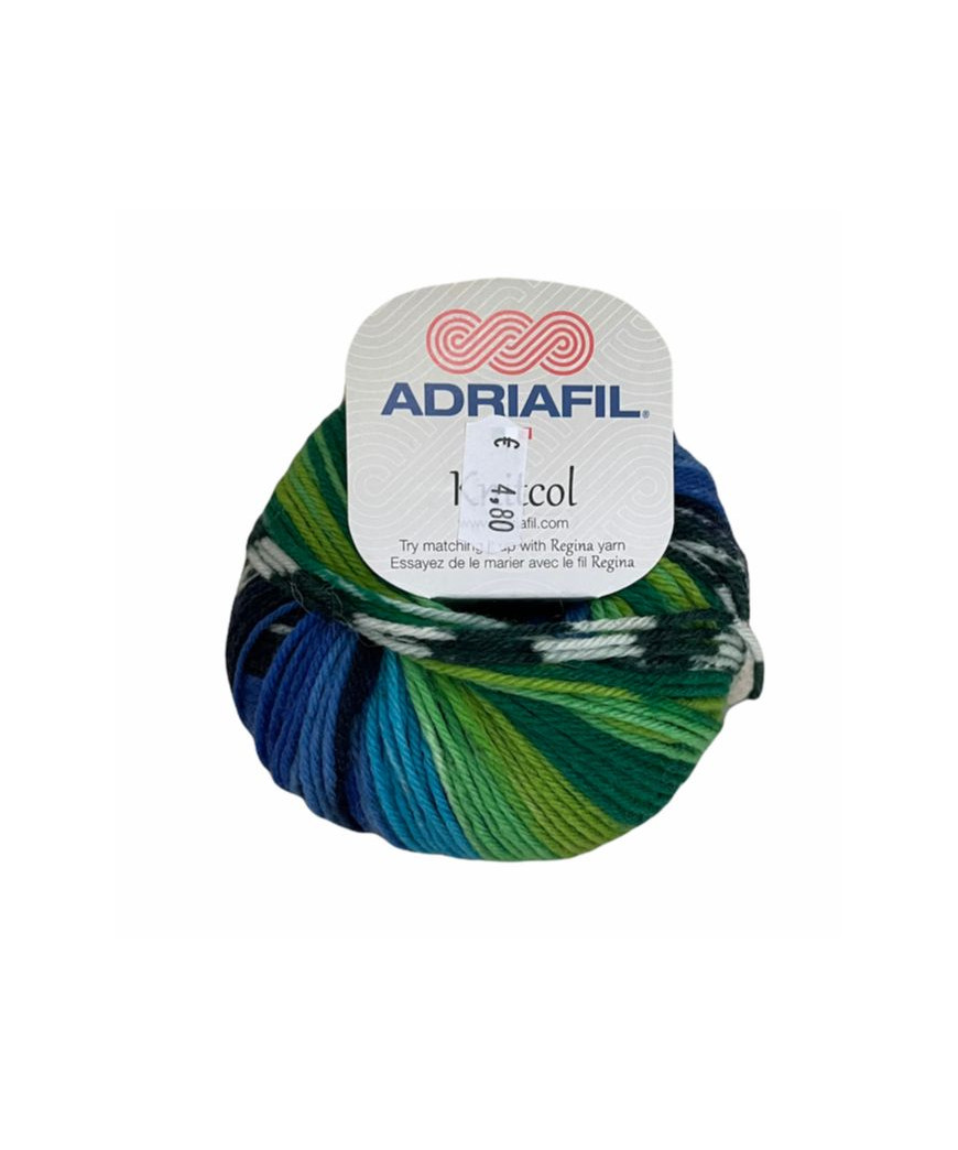 Filato Gomitolo 100% lana Adriafil Knitcol 50gr 125mt  mix color n°64Ferri Consigliati n° 4,5