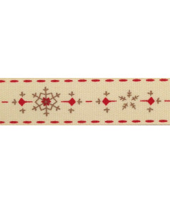 PASSAMANERIA NASTRI RIBBON FIOCCO DI NEVE BEIGE/ROSSO