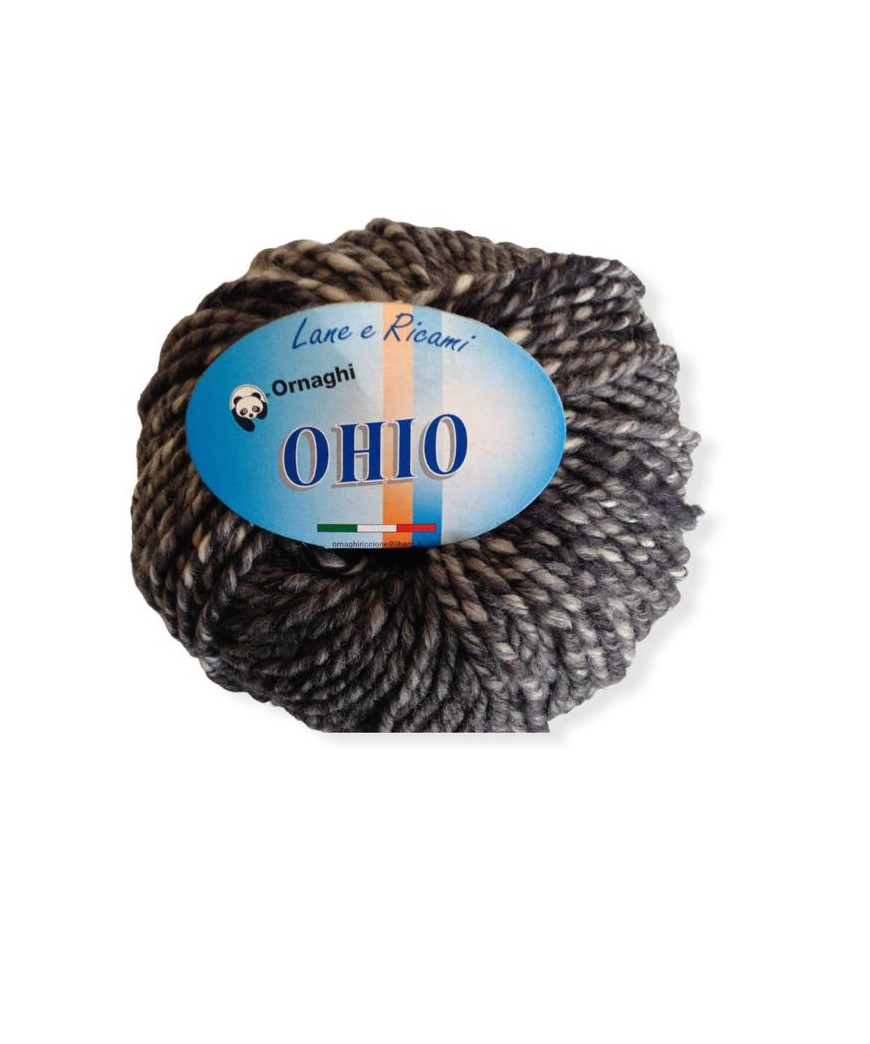 Gomitolo Lana Ohio 50g Mix Nero/Grigio