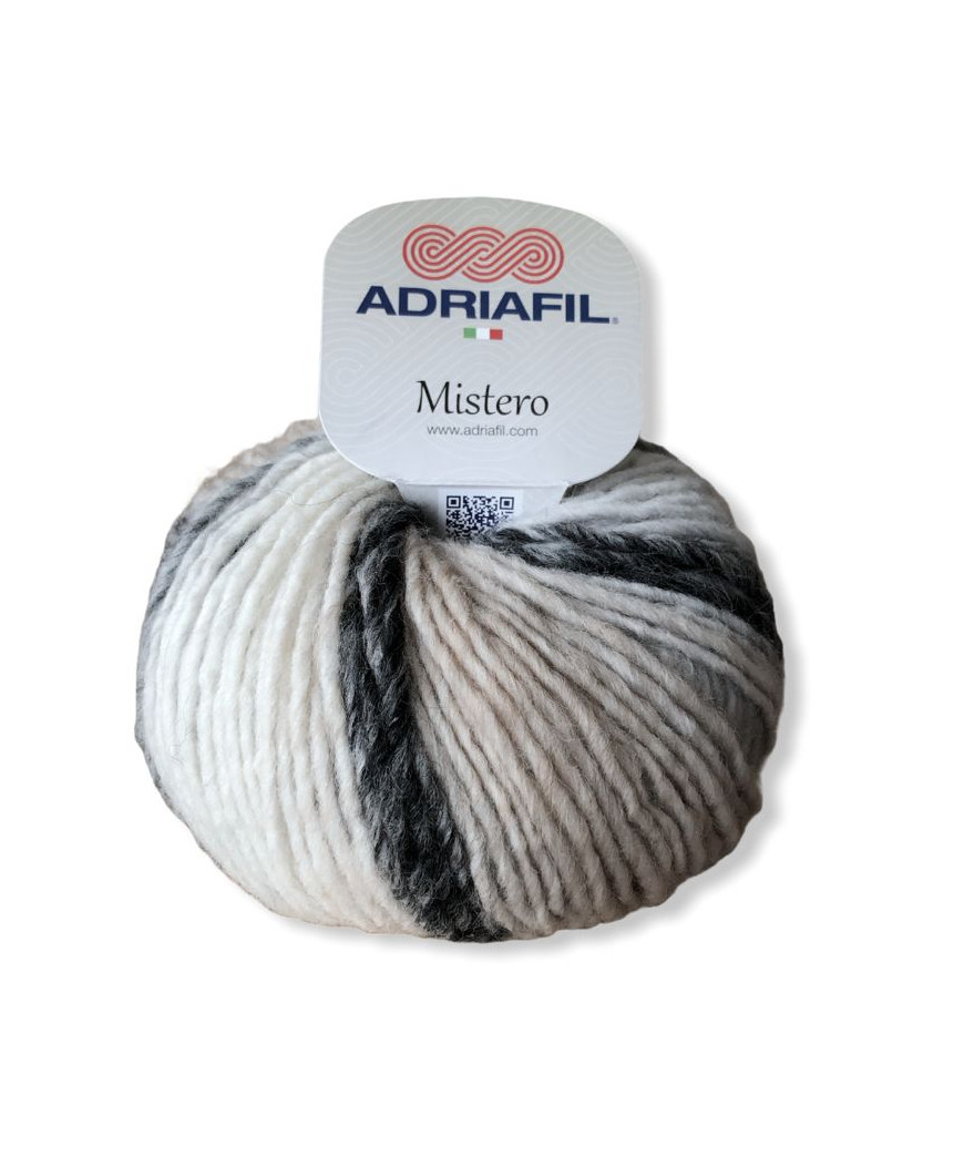 Filato Gomitolo lana Adriafil Mistero 50gr 90 mt  mix colorGrigio n°26 ferri consigliati n°7