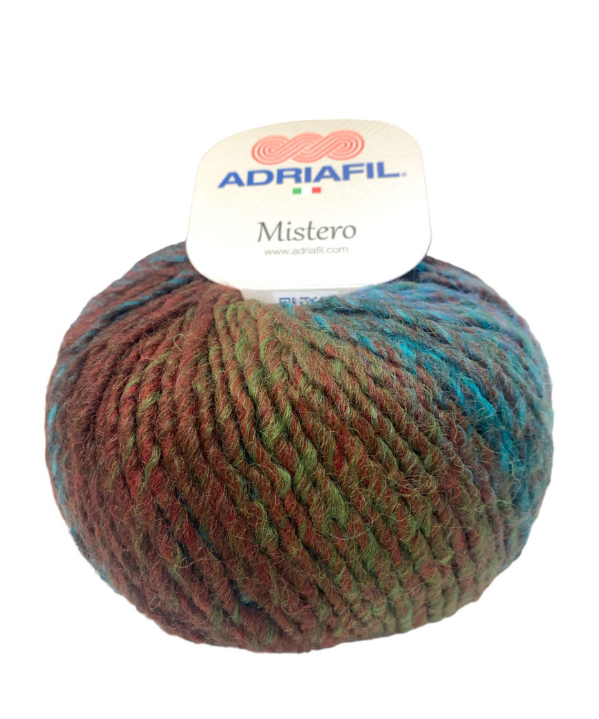 Filato Gomitolo lana Adriafil Mistero 50gr 90 mt  mix color Verde/Blu n°60 ferri consigliati n°7