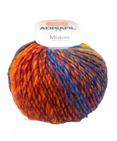 Filato Gomitolo lana Adriafil Mistero 50gr 90 mt  mix color Arancio/Blu/Violan°64 ferri consigliati n°7