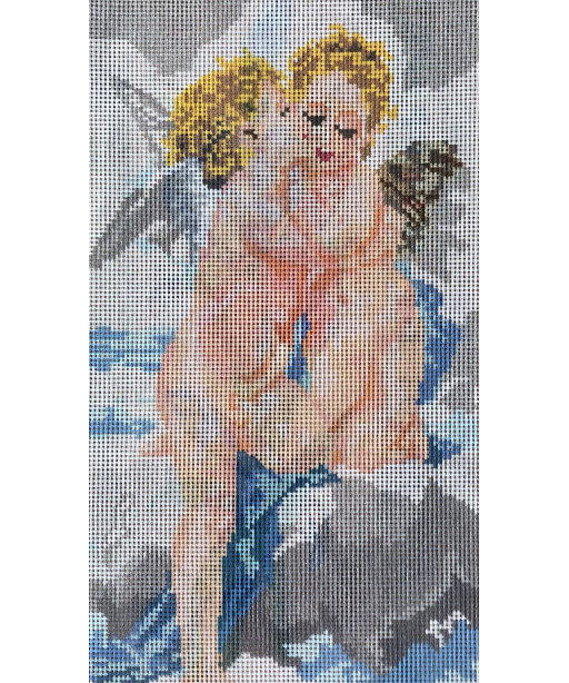 Canovaccio Quadro Per Ricamo Mezzo Punto 100%cotone 22,5x40cm/ca "Primo Bacio"