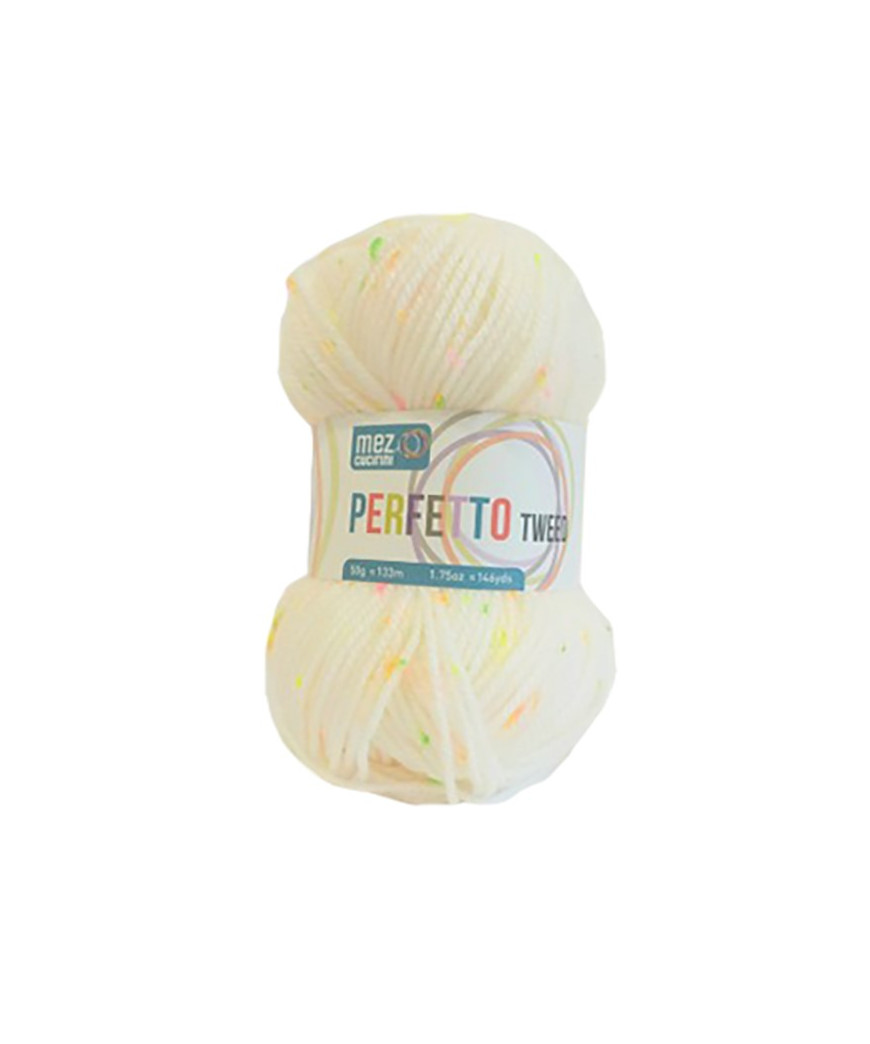 gomitolo lana Bravo/Perfetto 50g, Bianco Screzziato Fluo n°8330