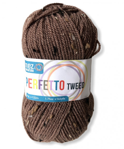 gomitolo lana Bravo/Perfetto Tweed 50g, marrone n°8374