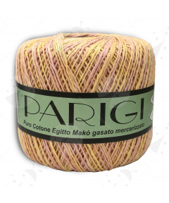 Gomitolo cotone Parigi 100%puro cotone Egitto makò gasato mercerizzato 150gr/ca, Mix Giallo/Rosa n°34