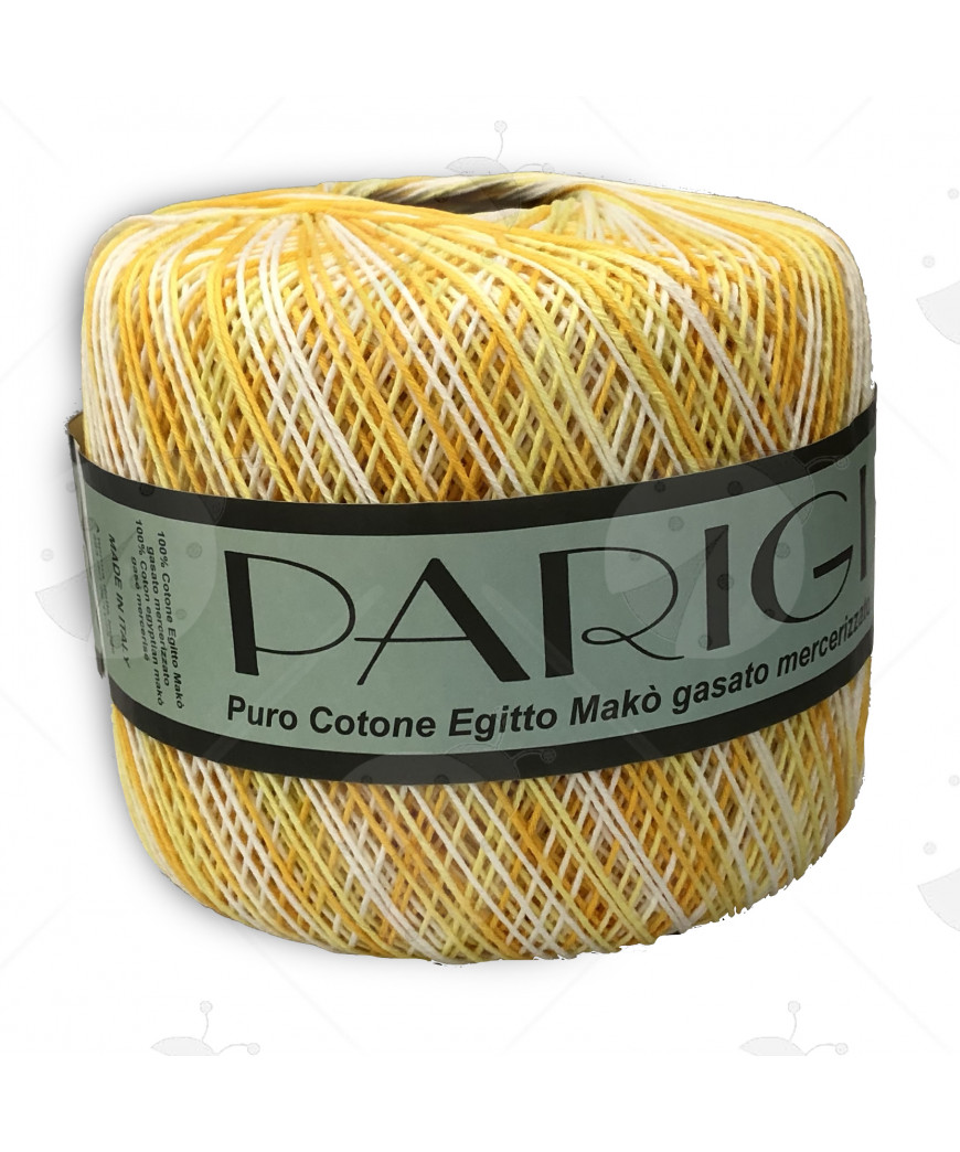 Gomitolo cotone Parigi 100%puro cotone Egitto makò gasato mercerizzato 150gr/ca, Mix Giallo n°613