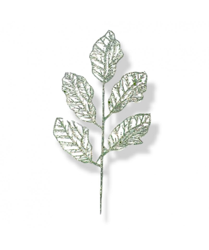 Renkalik decorazione di natale, foglie glitter menta 6pz