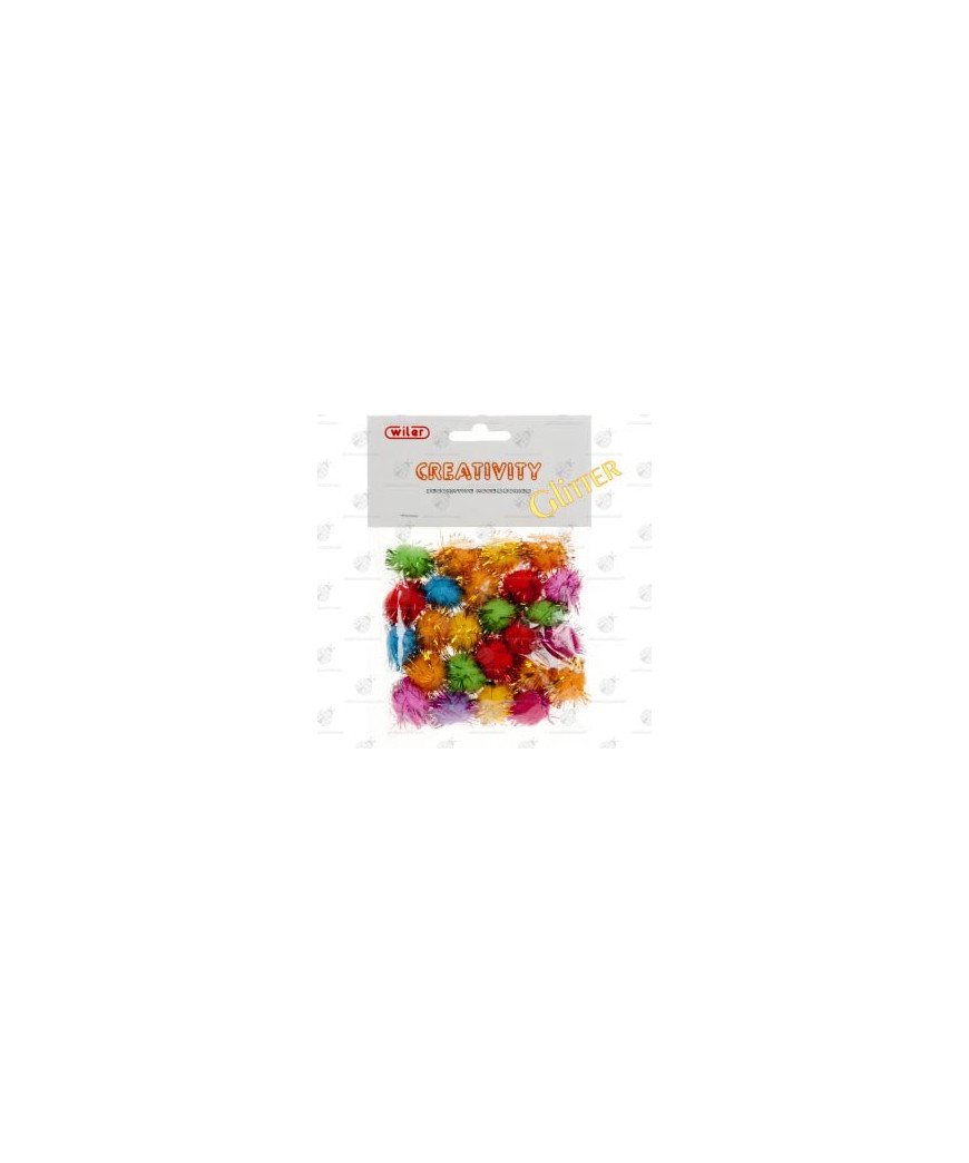 Pom Pom Multicolore Glitterati 20mm