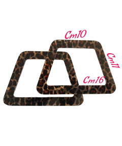 Coppia Manici In Plexiglass Forma Trapezio Fantasia Leopardo n°1Misura cm 10x11x16