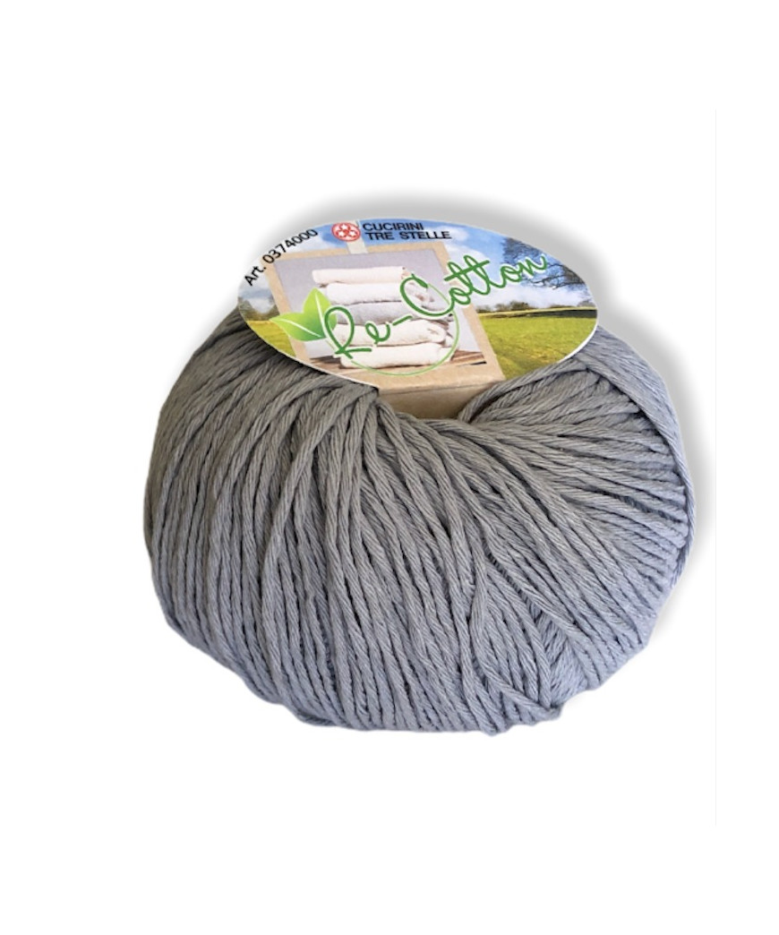 Gomitolo Re-Cotton 100g cotone riciclato, grigio n°014