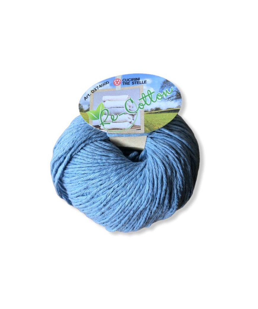 Gomitolo Re-Cotton 100g cotone riciclato, azzurro n°58