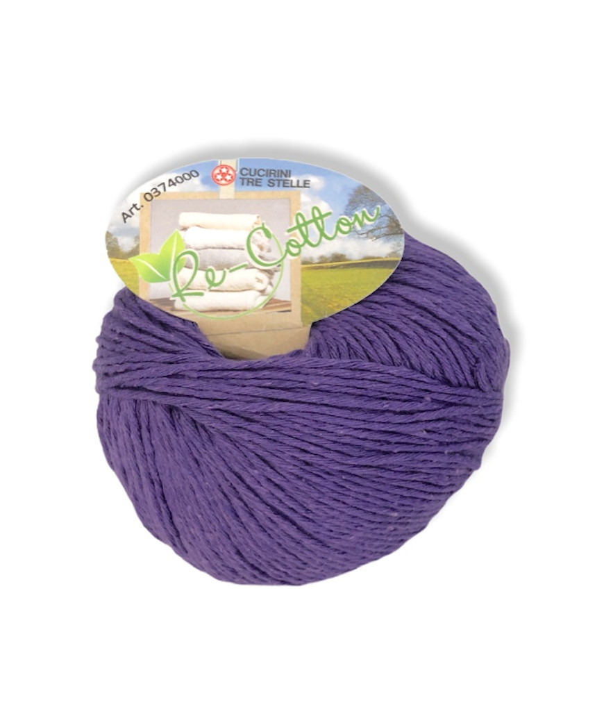 Gomitolo Re-Cotton 100g cotone riciclato, viola n°135