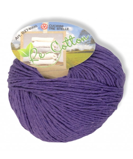 Gomitolo Re-Cotton 100g cotone riciclato, viola n°135