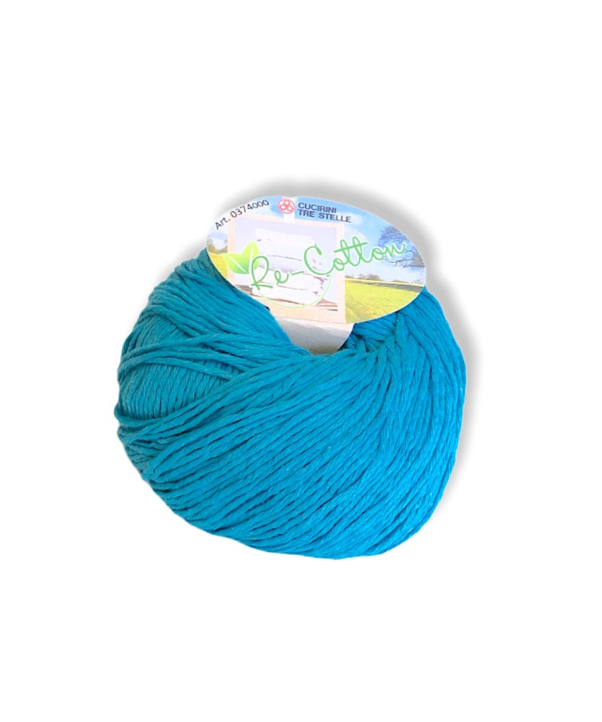 Gomitolo Re-Cotton 100g cotone riciclato, turchese n°181