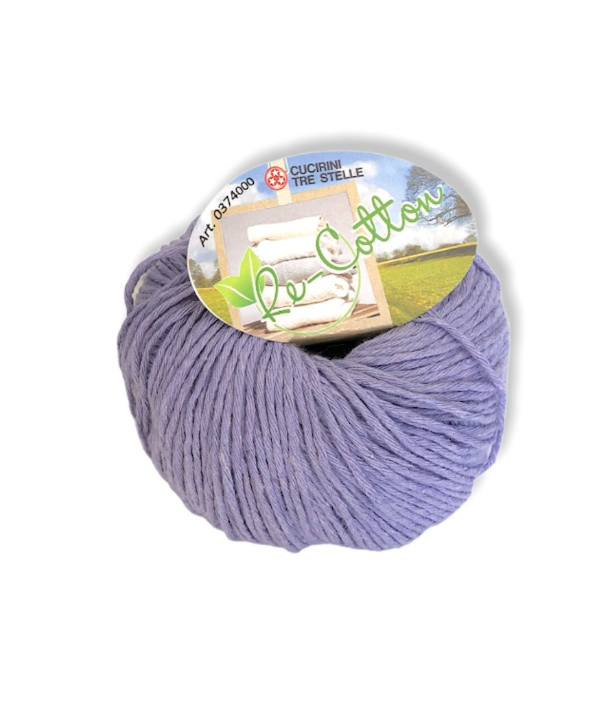 Gomitolo Re-Cotton 100g cotone riciclato, lilla n°20