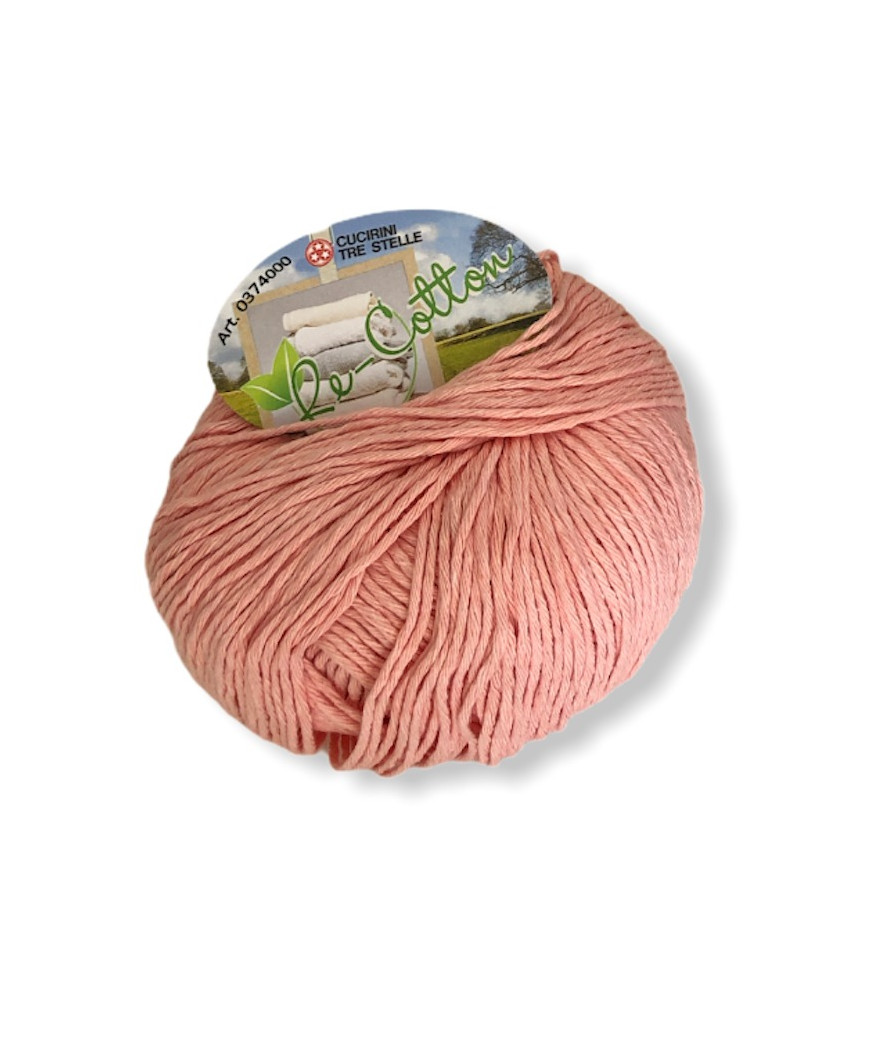 Gomitolo Re-Cotton 100g cotone riciclato, rosa baby n°201