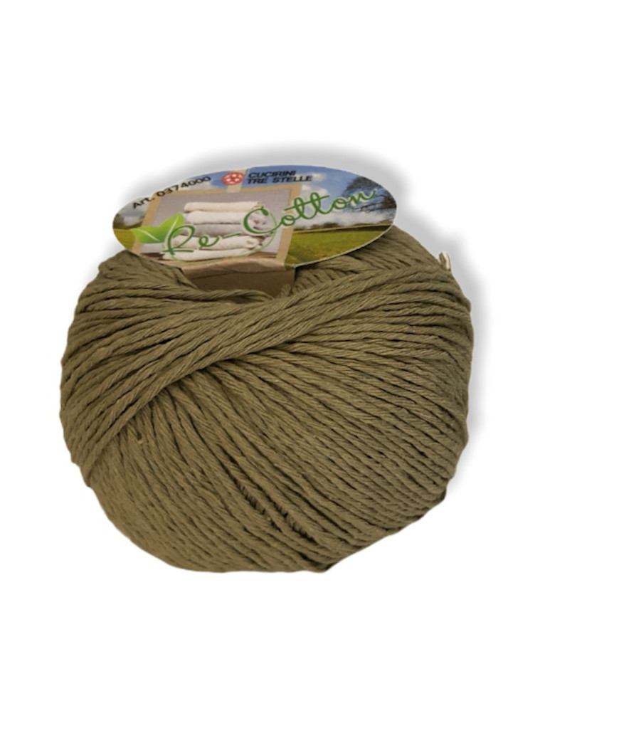 Gomitolo Re-Cotton 100g cotone riciclato, verde corda n°499