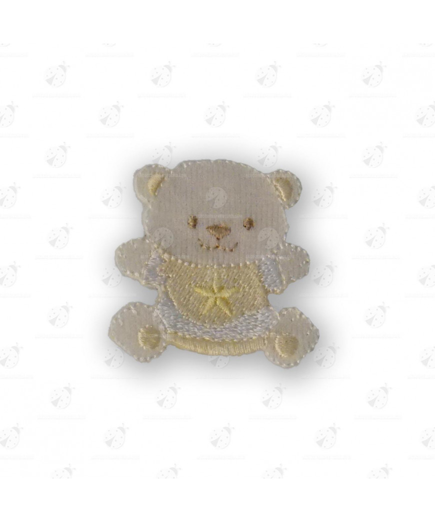 Stock Applicazione Termoadesiva Orsacchiotto Bianco Panna