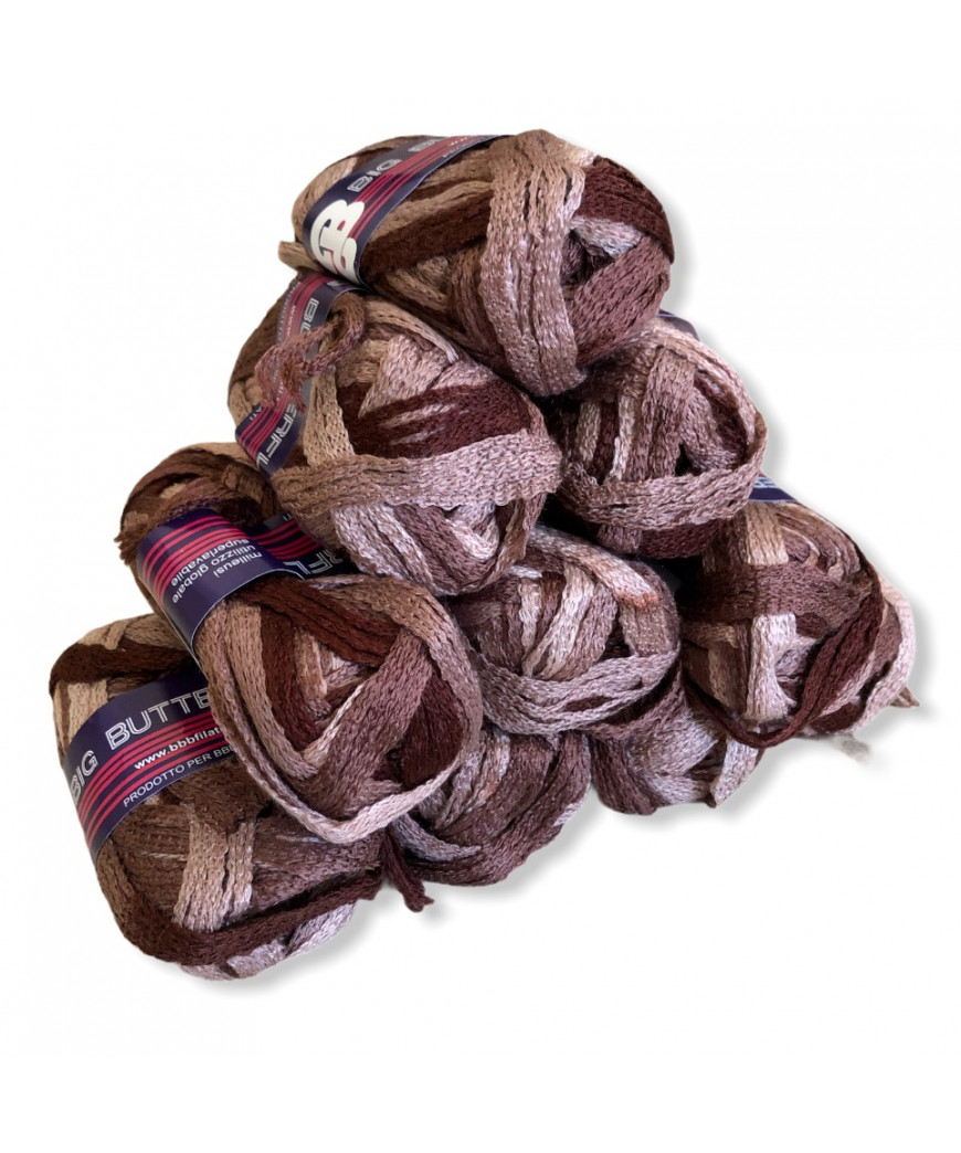 Misto Filati Stock Gomitoli Lana "BIG BUTTERFLY" 10pz mix marrone n°11