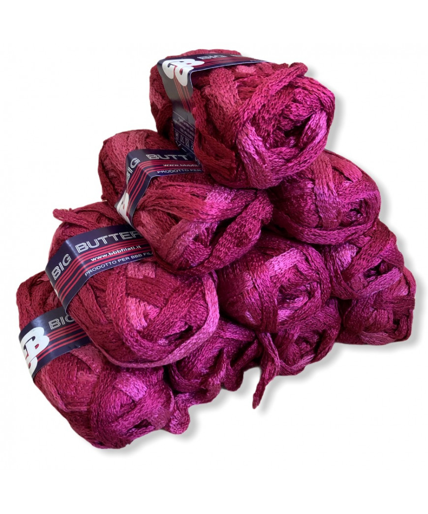 Misto Filati Stock Gomitoli Lana "BIG BUTTERFLY" 10pz mix fuxia n°13
