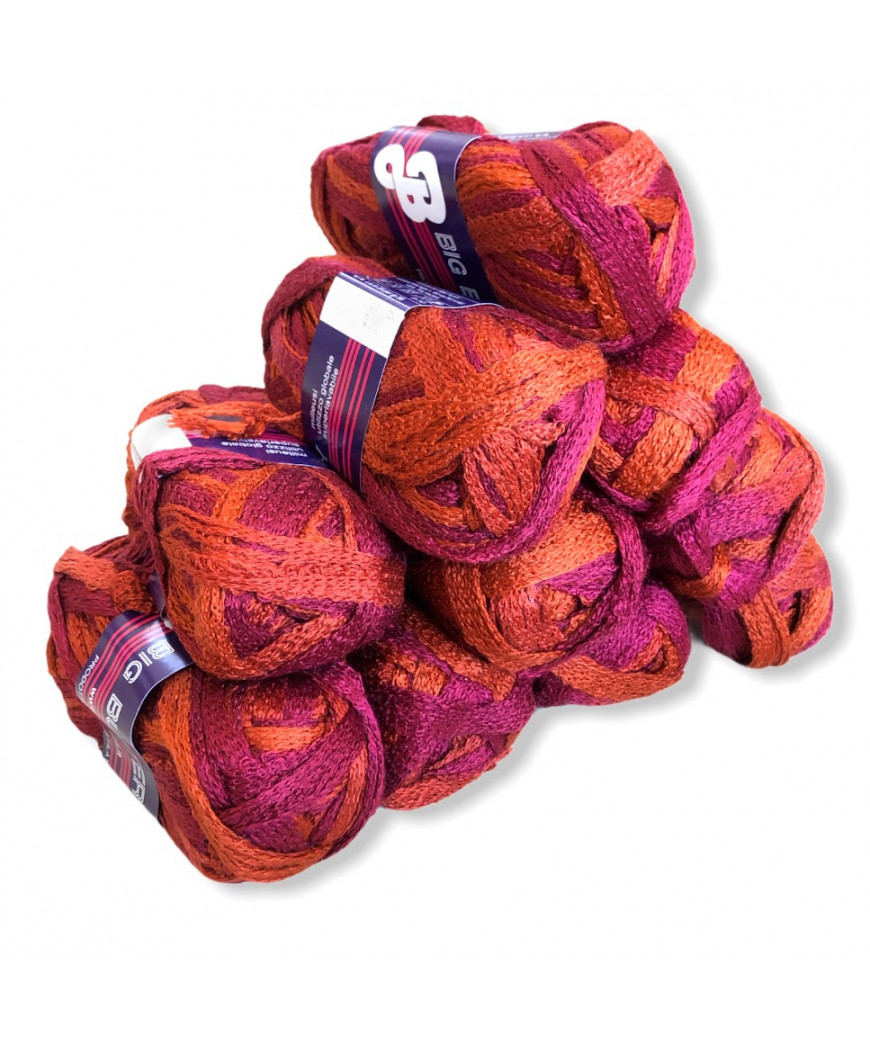 Misto Filati Stock Gomitoli Lana "BIG BUTTERFLY" 10pz mix arancione/rosso n°6