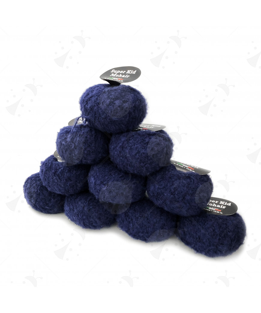 Promo Stock 10 Gomitoli Lana "SUPER KID MOHAIR" 250g, Blue