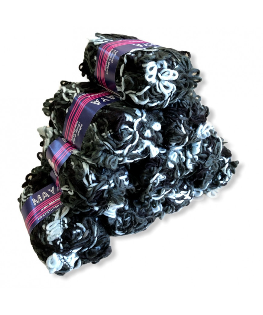 Misto Filati Stock Gomitoli Lana "MAYA" 10pz mix bianco/nero n°1