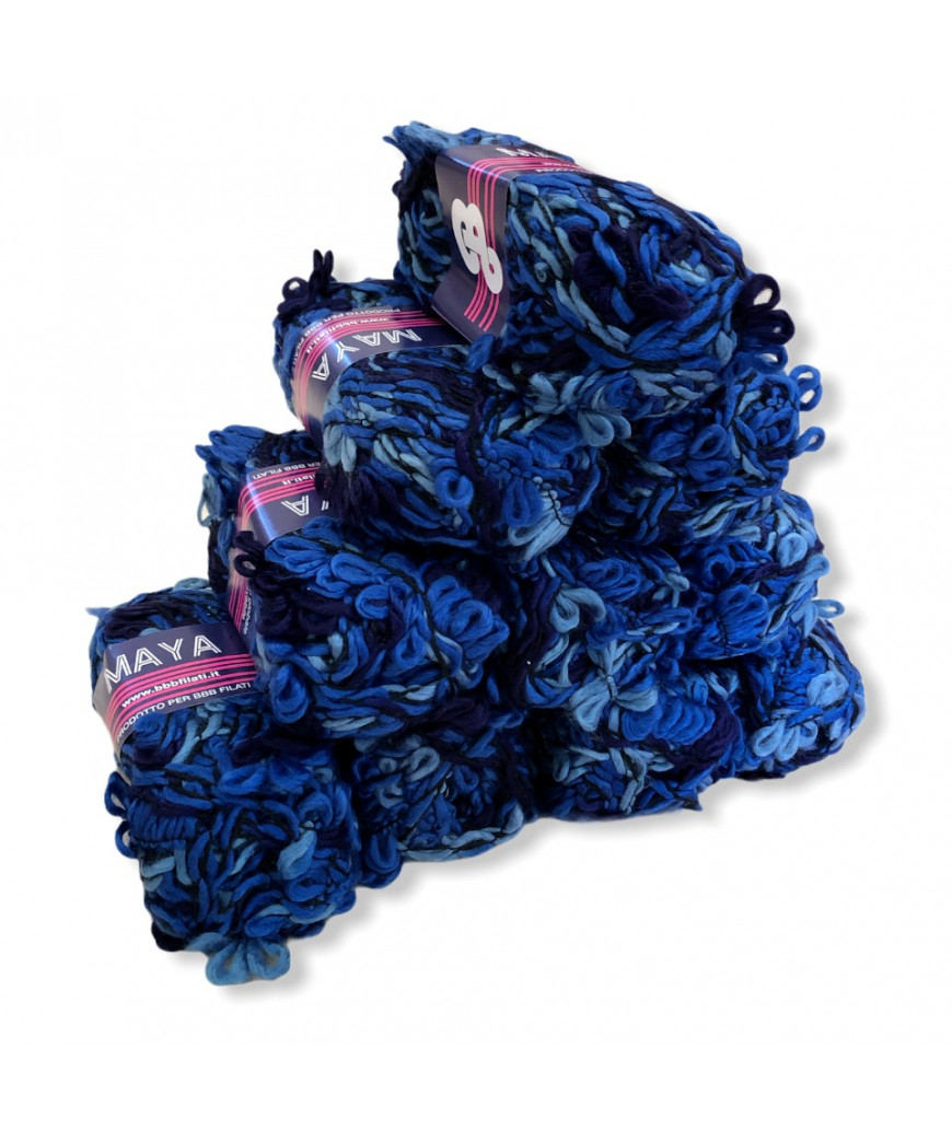 Misto Filati Stock Gomitoli Lana "MAYA" 10pz mix blue n°3