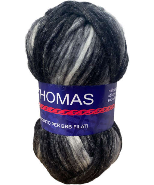 Filato Thomas 50g-80mt Colore mix Mix Nero n°65-Ferri consigliati n°66