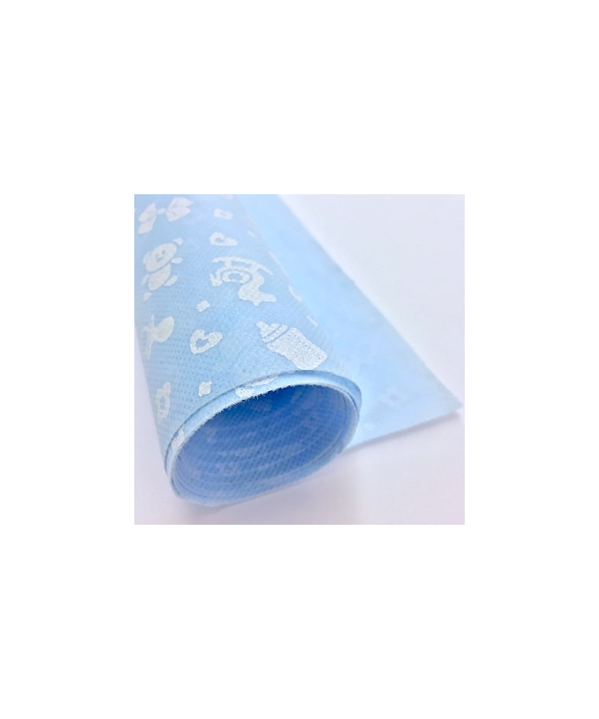 Tessuto Non Tessuto (TNT-50) Idrorepellente H160cm Colore Azzurro stampe BABY
