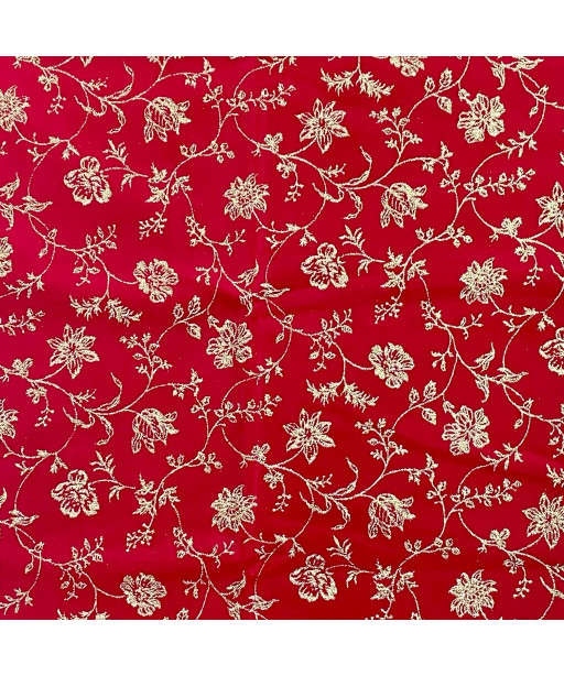 Velluto termoformabile 50x70cm, natalizio rosso fantasia fiori con glitter