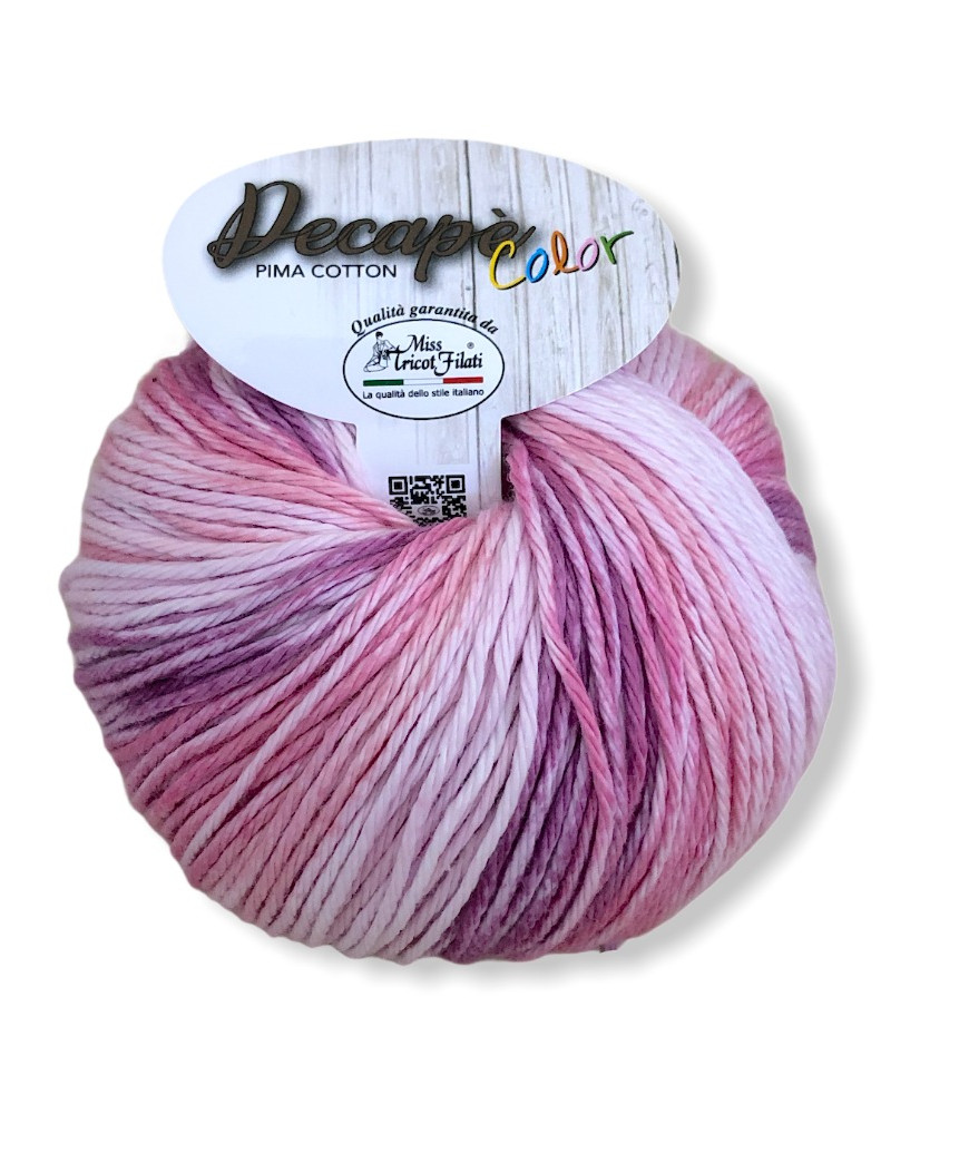 Gomitolo Decapè Color 100% cotone pima, 100g, mix rosa n°3